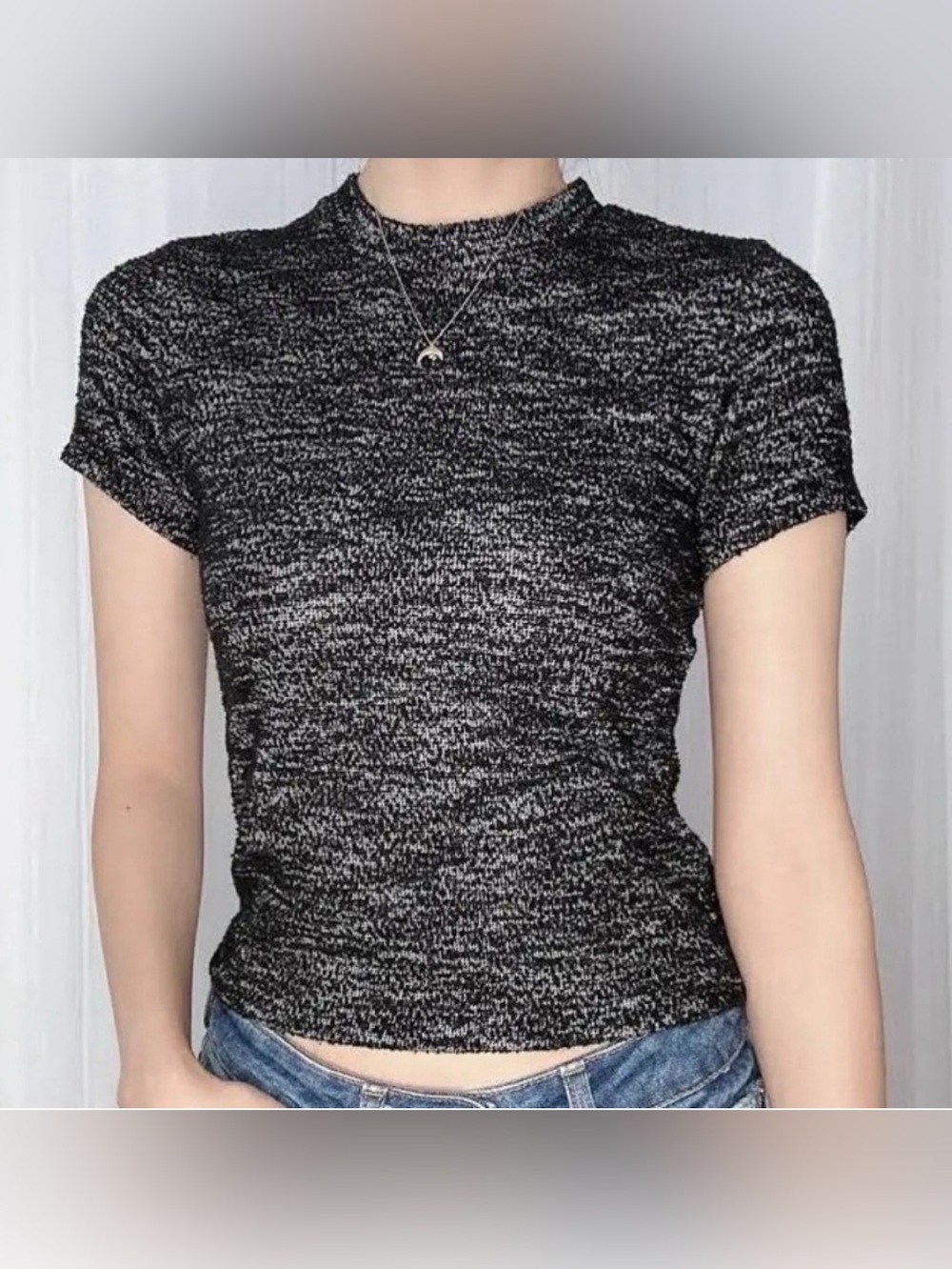 Free People Hannah’s Tee - Marled Bouclé Knit Short Sleeve Top - Small